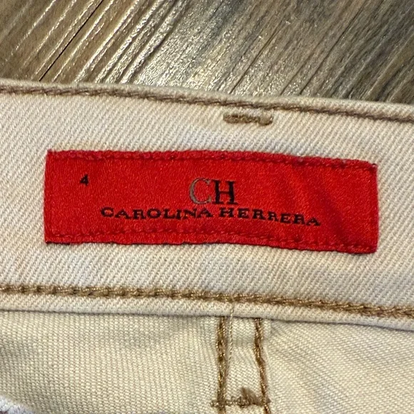 Carolina Herrera Cream Denim straight leg slim Pants